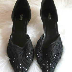 Black  Lace and Rhinestone Heels